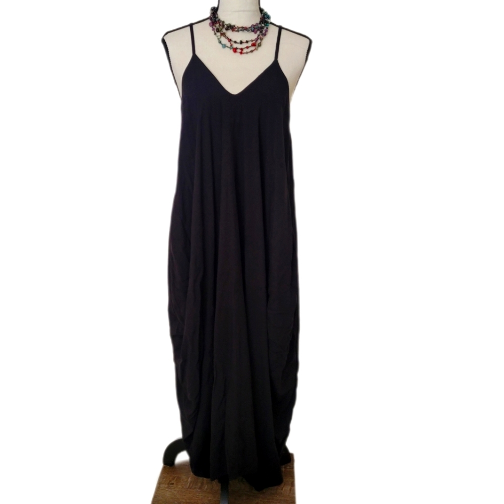 Black Maxi Summer Dress w/ pockets XXL